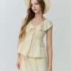 Áo kiểu bèo tầng cổ V – Butter Cream Blouse
