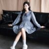 Đầm Xòe Tay Dài Vintage Tiểu Thư Blue Grace