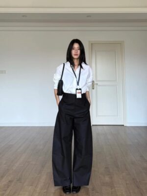 Thời trang công sở basic kết hợp áo sơ mi và quần tây