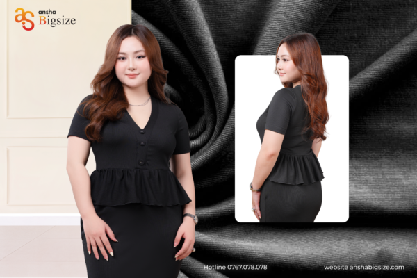 Trang phục tối màu kết hợp cùng sọc dọc giúp nàng trông cao rạng rỡ
